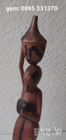 висока 35 см дървена фигура, жена, дърворезба, дърво, пластика, снимка 5 - Статуетки - 39516745