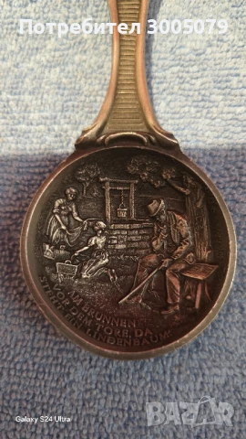  Старинна лъжица от калай , снимка 3 - Антикварни и старинни предмети - 50496210