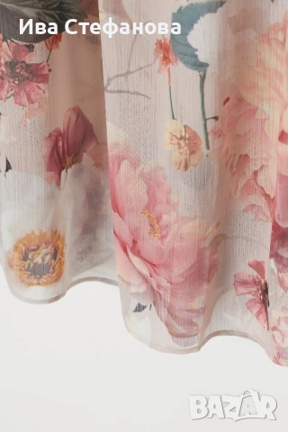  Нова разкошна феерична елегантна риза блуза шифон божури 3 Д флорален принт цветя, снимка 4 - Блузи с дълъг ръкав и пуловери - 51700908