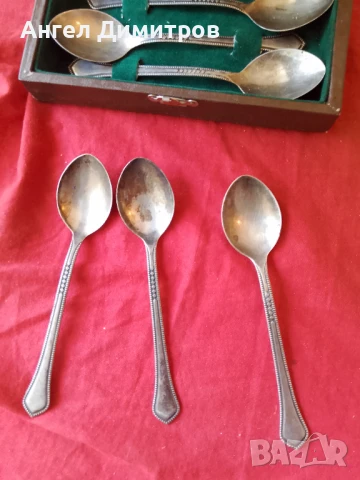 СССР 6 лъжици посребрени с кутия , снимка 11 - Антикварни и старинни предмети - 50537515