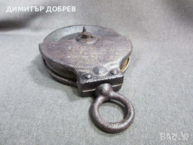 СТАРА РЕТРО МАСИВНА ЧУГУНЕНА СТРОИТЕЛНА МАКАРА, снимка 6 - Антикварни и старинни предмети - 54158815