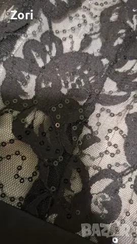 СТИЛНА черна рокля по тялото с дантела и черни пайети по нея, снимка 3 - Рокли - 47975159