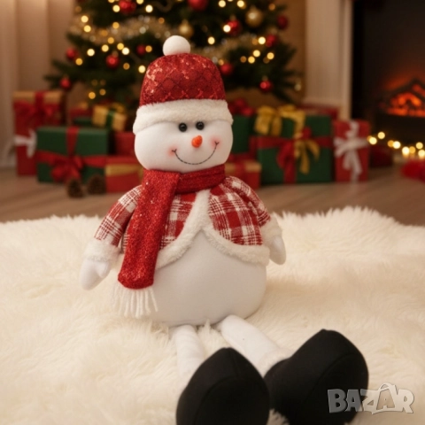 Декоративен коледен снежен човек с дълги крака – 80 см, снимка 5 - Други стоки за дома - 52134103