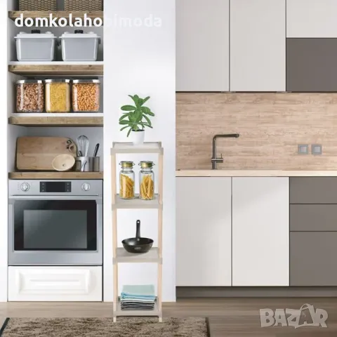 Етажерка масив с 4 пластмасови рафта 25x26x100cm, снимка 4 - Други стоки за дома - 47566627