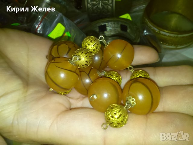 СТАРО КАТАЛИН КЕХЛИБАР КОЛИЕ с ПОЗЛАТА и ФИЛИГРАН 4633, снимка 2 - Колиета, медальони, синджири - 29629118