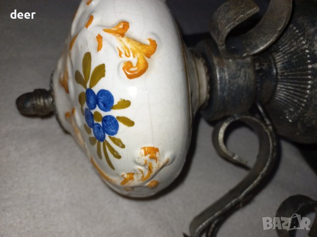 Абажур  от ковано желязо с порцелан, снимка 8 - Полилеи - 44293484