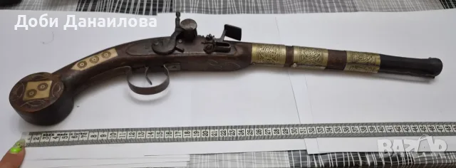 Уникален керамичен пистолет с набивки, снимка 3 - Антикварни и старинни предмети - 55769886