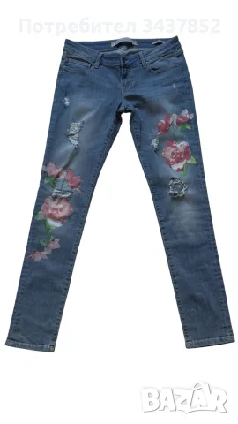 Страхотни дънки GUESS Starlet Skinny Low с флорален принт М размер , снимка 3 - Дънки - 56235744