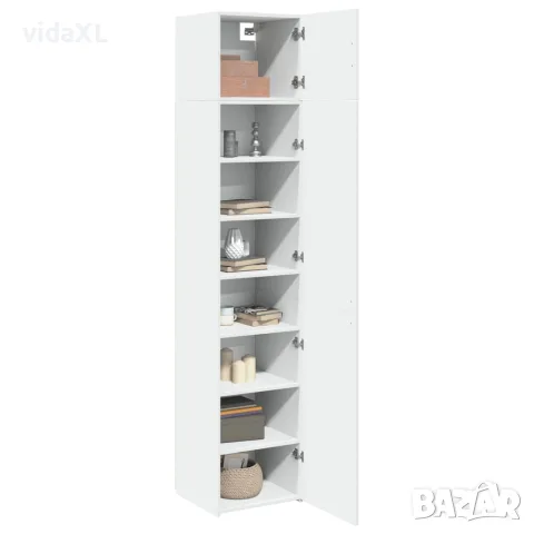 vidaXL Тесен шкаф за съхранение, бял, 45x42,5x225 см, инженерно дърво, снимка 3 - Бюфети - 56146893