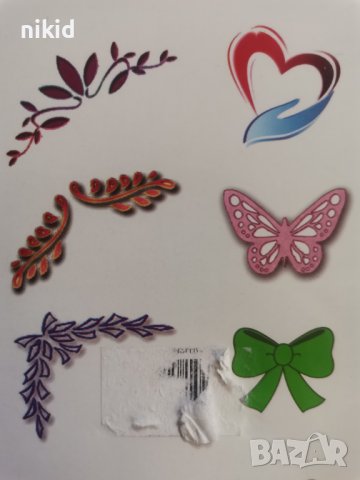 6 печата панделка сърце пеперуда листо орнамент декор печати за фондан тесто с релеф отпечатък, снимка 2 - Форми - 37249786