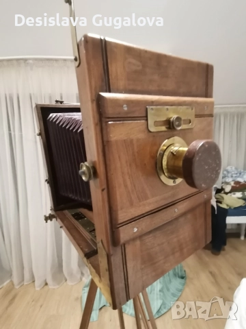 Античен дървен фотоапарат с мех, снимка 6 - Антикварни и старинни предмети - 52915002