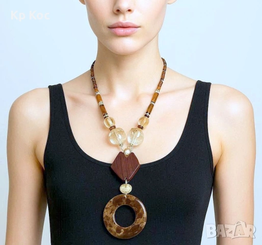 Дизайнерско колие УНИКАТ, снимка 4 - Колиета, медальони, синджири - 54216599