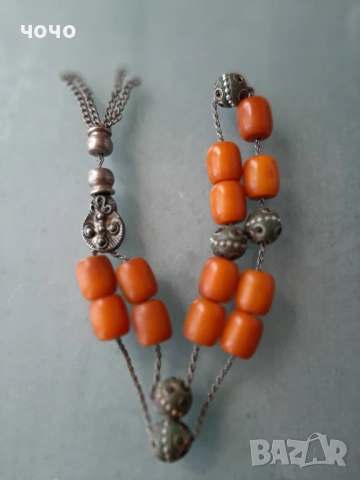 Броеница, кехлибар, сребро, снимка 2 - Антикварни и старинни предмети - 54339285