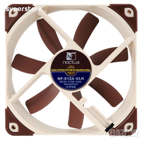 Вентилатор за компютър 120x120x25mm Noctua NF-S12A-ULN SSO2 Bearing 3-pin 800RPM 12V , снимка 4 - Други - 40422325