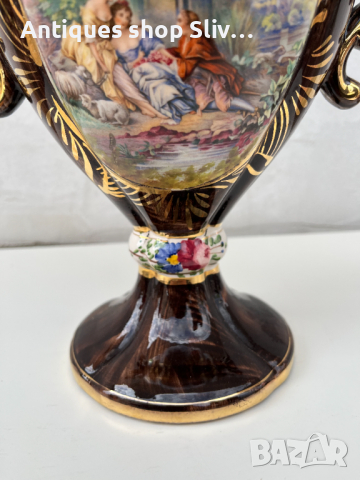 Уникална порцеланова белгийска ваза, H. Bequet Quaregnon. №2268, снимка 4 - Колекции - 36576943