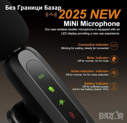 Нови Безжични двойни лавалиер микрофони 2 броя с приемник USB-C Lightning, снимка 7 - Микрофони - 53280548
