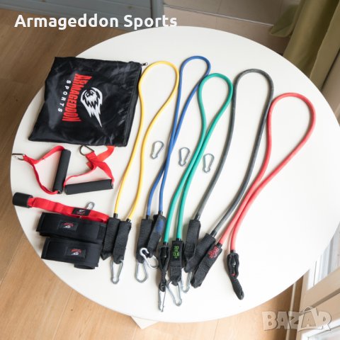 Комплект фитнес ластици за трениране от 11 части Armageddon Sports, снимка 10 - Спортна екипировка - 22239145