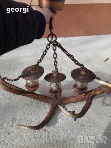 Баварски полилей от еленов рог уникат, снимка 6 - Полилеи - 31342723