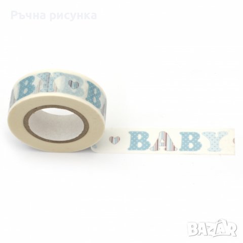 URSUS хартиено тиксо Masking Tape с печат BABY 15x10 м цвят син-1 брой