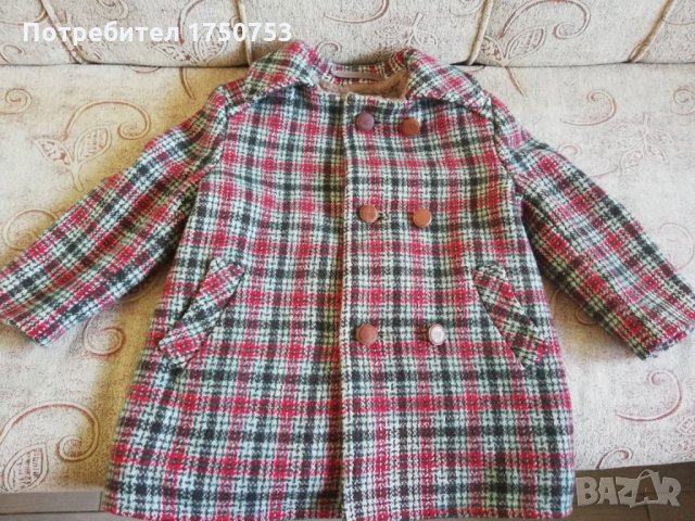Детско топло карирано палто, снимка 2 - Детски якета и елеци - 31281402