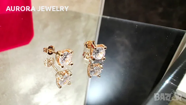 CARTIER C de Cartier Rose Gold Stud Diamond Дамски Обеци, снимка 6 - Обеци - 56111864