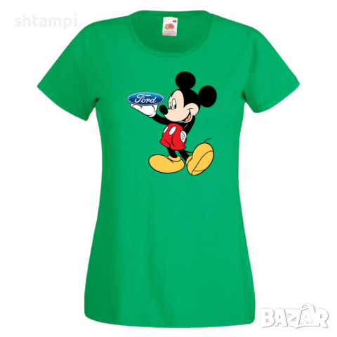 Дамска тениска Mickey Mouse Ford .Подарък,Изненада,, снимка 3 - Тениски - 36528686