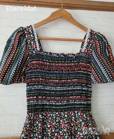 Нова дълга бохо рокля памучна материя на цветя с дантела , снимка 5 - Рокли - 51498423