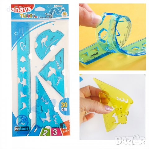 2380 Комплект за чертане огъващи се линия триъгълници транспортир