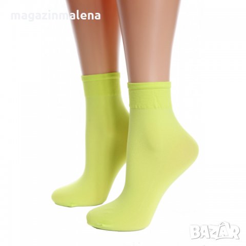Philippe Matignon светлозелени,оранжеви къси плътни чорапи Филип Матинон цветни чорапи над глезени  , снимка 1 - Дамски чорапи - 21491695