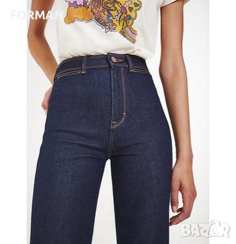 УНИКАЛНИ тъмносини дънки с висока талия , снимка 2 - Дънки - 44505646