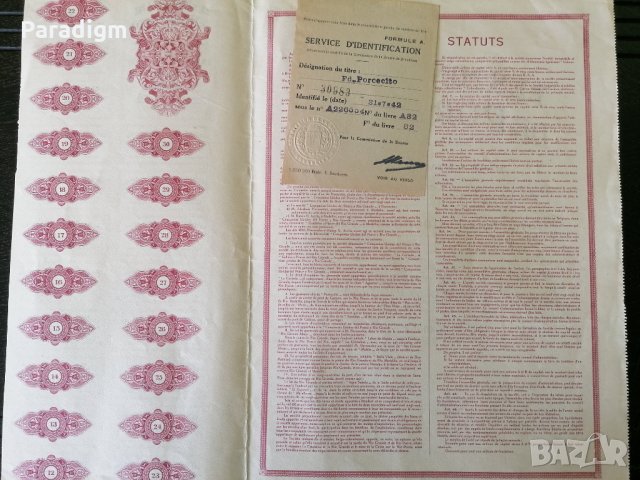 Акция от Белгия | Les Mines d'OR de Porcecito | 1928г., снимка 5 - Нумизматика и бонистика - 31269430