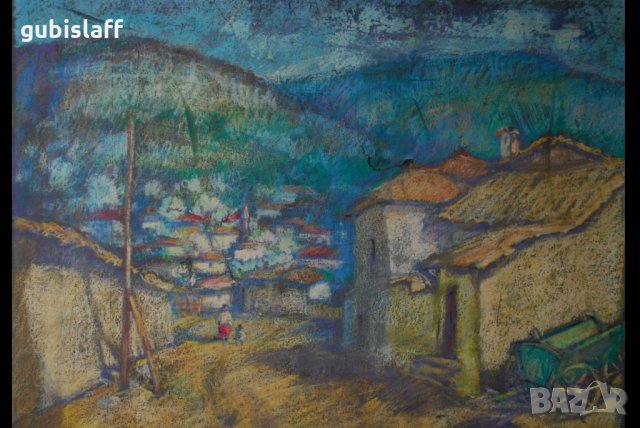 Стара картина, Изглед от В. Търново, 1960-те год., снимка 2 - Картини - 31346521