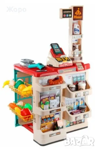 Детски комплект супер маркет със скенер . касов апарат и кантар със звук и светли 48 елемента КН3306, снимка 8 - Образователни игри - 48033746
