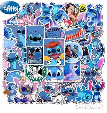 50 бр Лило и Стич lilo stitch самозалепващи лепенки стикери за украса декор картонена торта парти, снимка 5 - Други - 28665011