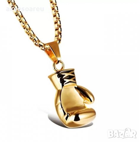 Колие боксова ръкавица верига от неръждаема стомана боксьорска ръкавица за мъже мъжки хип-хоп спортн, снимка 7 - Колиета, медальони, синджири - 38291213