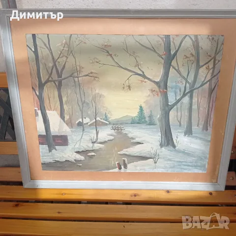 Живопис картина зимен пейзаж 