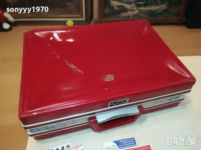 CAVALET-РЕТРО КУФАР ЧЕРВЕНА КОЖА И АЛУМИНИЙ M2205231113, снимка 9 - Антикварни и старинни предмети - 40784021
