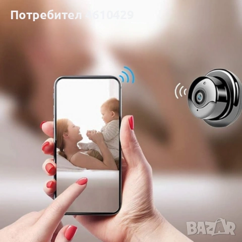 Мини HD камера V380 - Wi-Fi, IR нощно виждане и запис до 64G, снимка 3 - Камери - 53214517