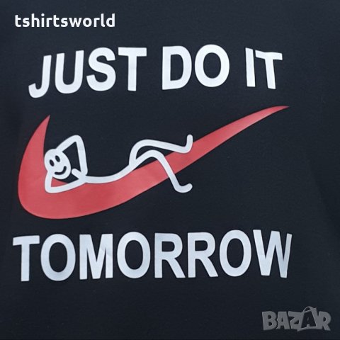 Нов мъжки забавен суичър с трансферен печат Just Do It Tomorrow, снимка 6 - Спортни дрехи, екипи - 30576700