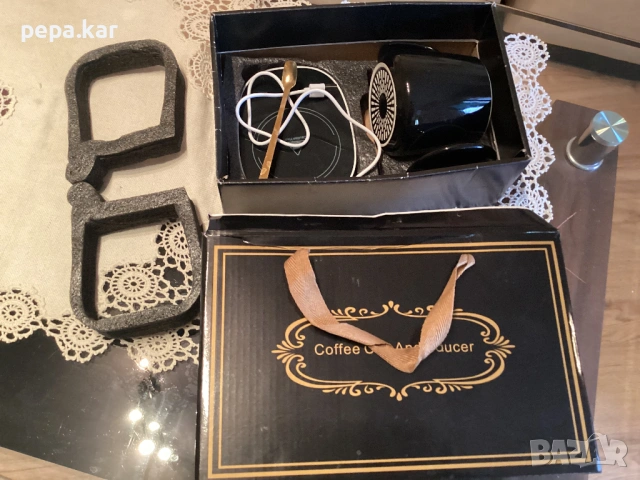 Чаша порцеланова с капаче,лъжичка и котлонче за офис , снимка 3 - Други - 53087000