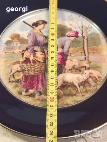 декоративна порцеланова чиния кобалт с позлата  Limoges 8/1, снимка 4 - Декорация за дома - 49913648