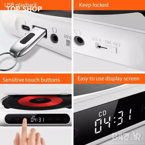 Портативен CD плейър Персонален Walkman Mp3 акумулаторен Bluetooth 5.3, снимка 6 - Слушалки и портативни колонки - 48778181