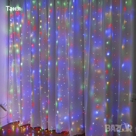 Коледни лампички с 300Led лампи 3 метра на 3 метра ,коледна завеса с дистанционно., снимка 3 - Лед осветление - 52466368