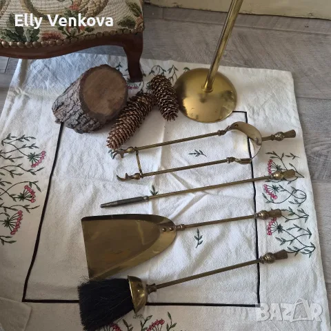 Месингови аксесоари за камина, снимка 2 - Антикварни и старинни предмети - 55753101