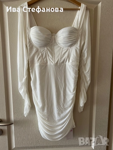 Нова етикет парти коктейлна официална бяла еластична рокля тип корсет , снимка 4 - Рокли - 37464869