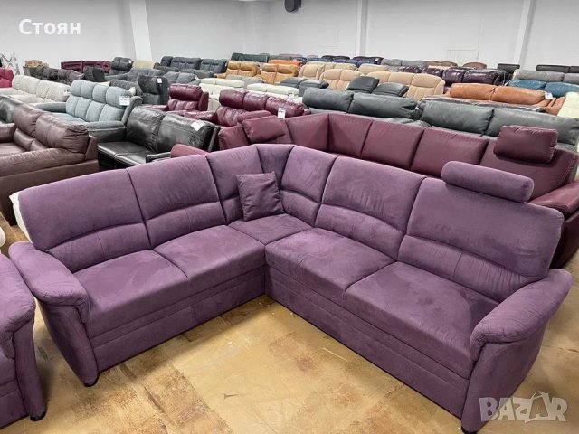 Лилав ъглов диван от плат с функция сън и фотьойл "PP-HS14006", снимка 3 - Дивани и мека мебел - 39971345