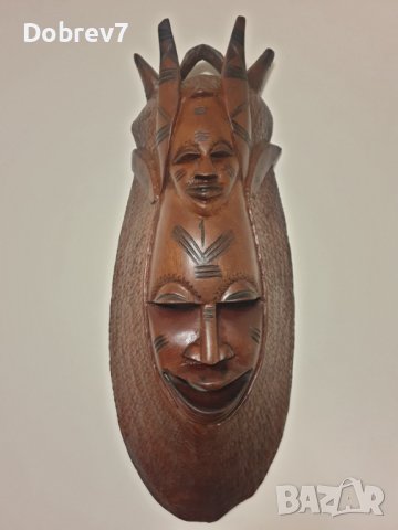Дървена маска ръчна изработка, снимка 3 - Други ценни предмети - 39962420