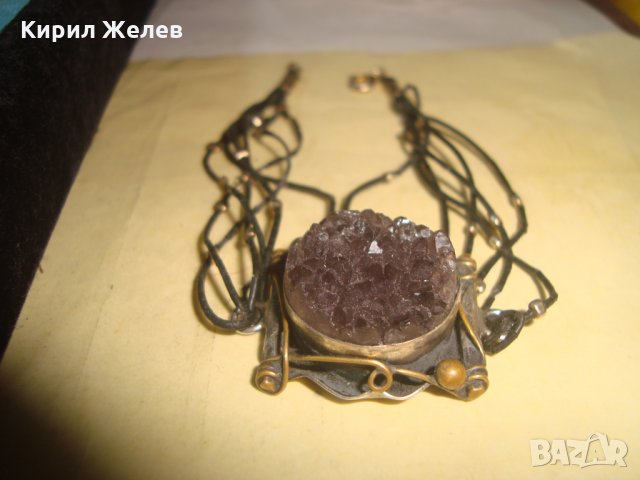 СТАРА АРТ НУВО ГРИВНА с ОГРОМЕН МИНЕРАЛ АМЕТИСТ ХЕНД МЕЙД ВИНТИДЖ МАЙСТОРСКА ИЗРАБОТКА БРОНЗ 26929, снимка 7 - Гривни - 34896123