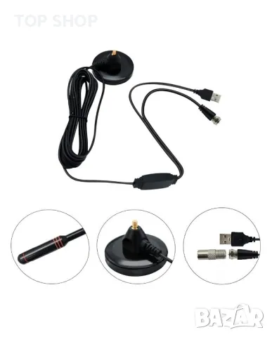 Преносима Антена за цифрова телевизия DVB-T2/магнитна основа/DTMB/5м кабел/USB/TV мъжки конектор, снимка 3 - Приемници и антени - 49308552