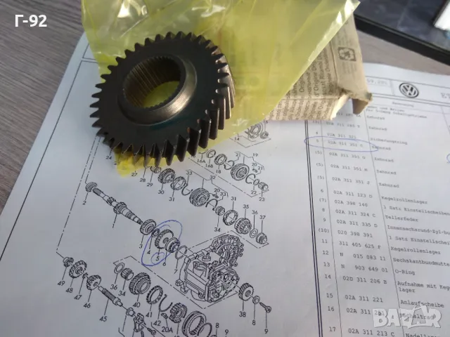 02A311351C**NEU**VAG**Зъбно колело 4-Та Предавка Съотношение за 4-та предавка Z=34/35 , снимка 4 - Части - 47588465